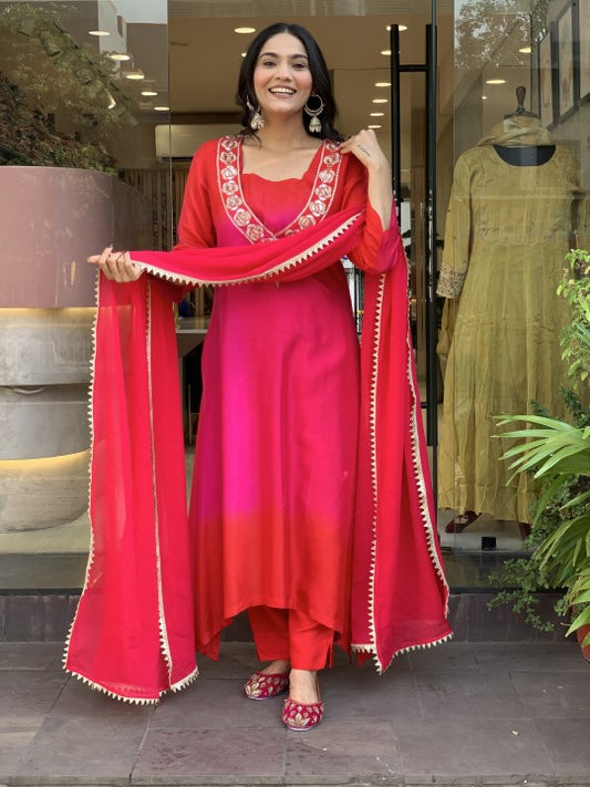 Rich pink kurta set