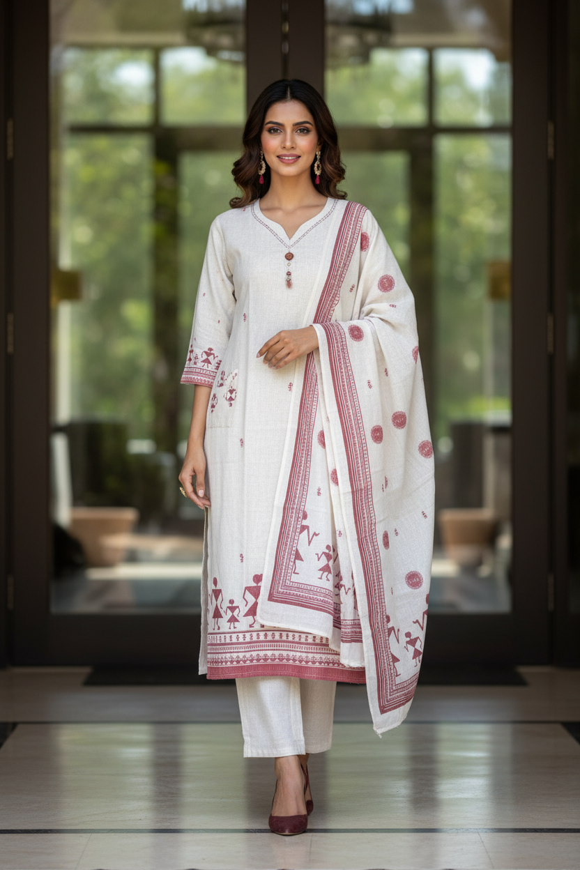 White Varli Straight