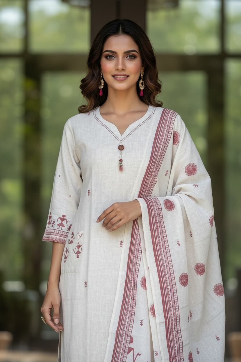 White Varli Straight