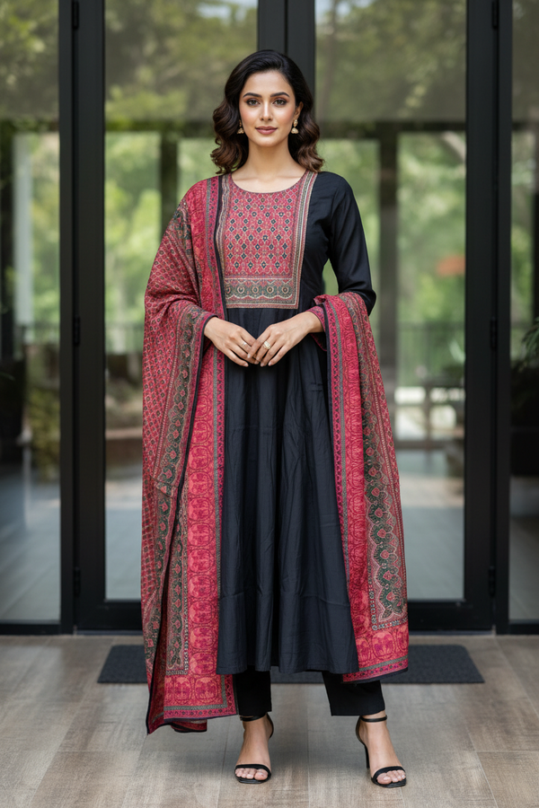 Black Woven Flared