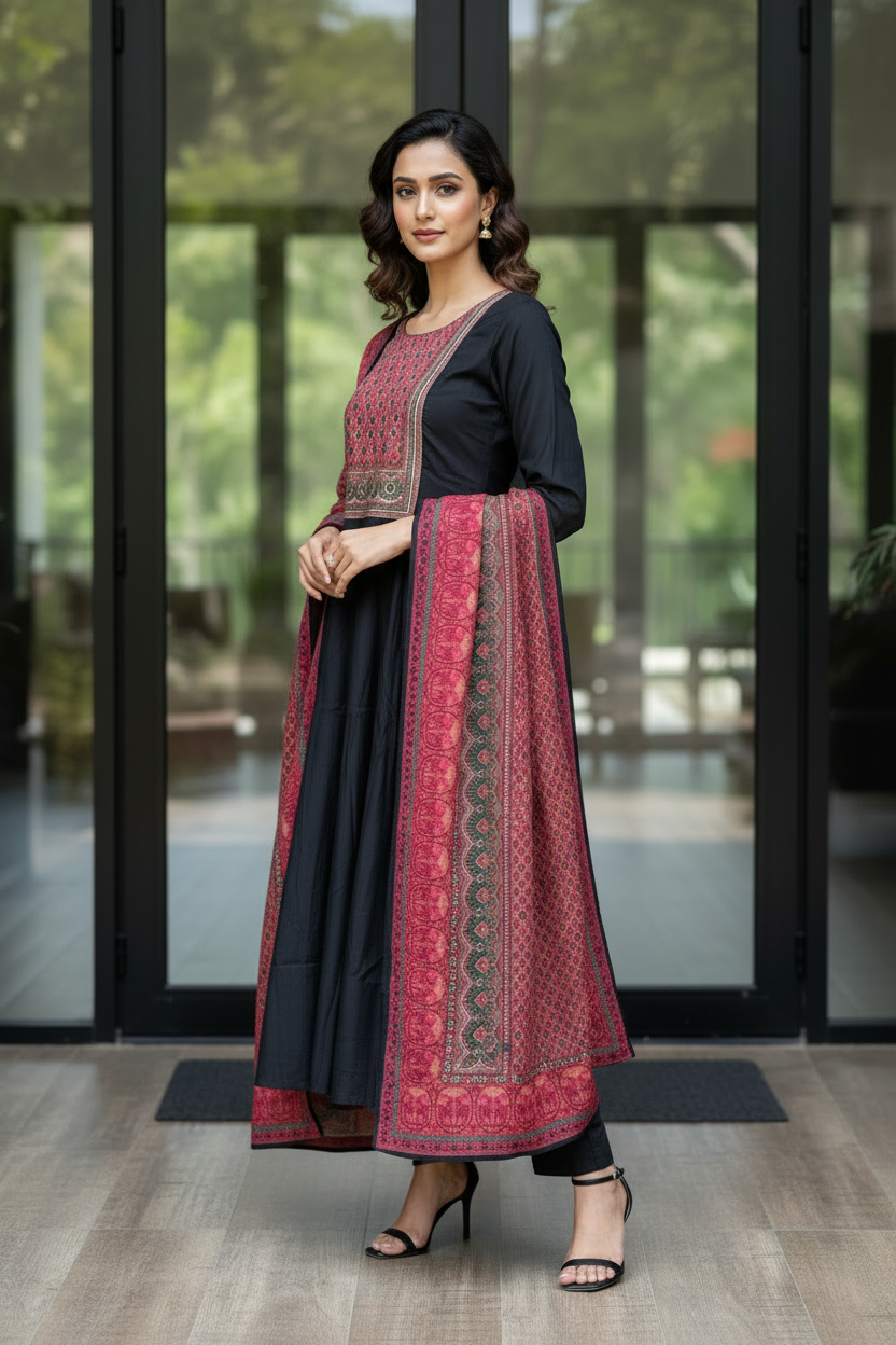 Black Woven Flared