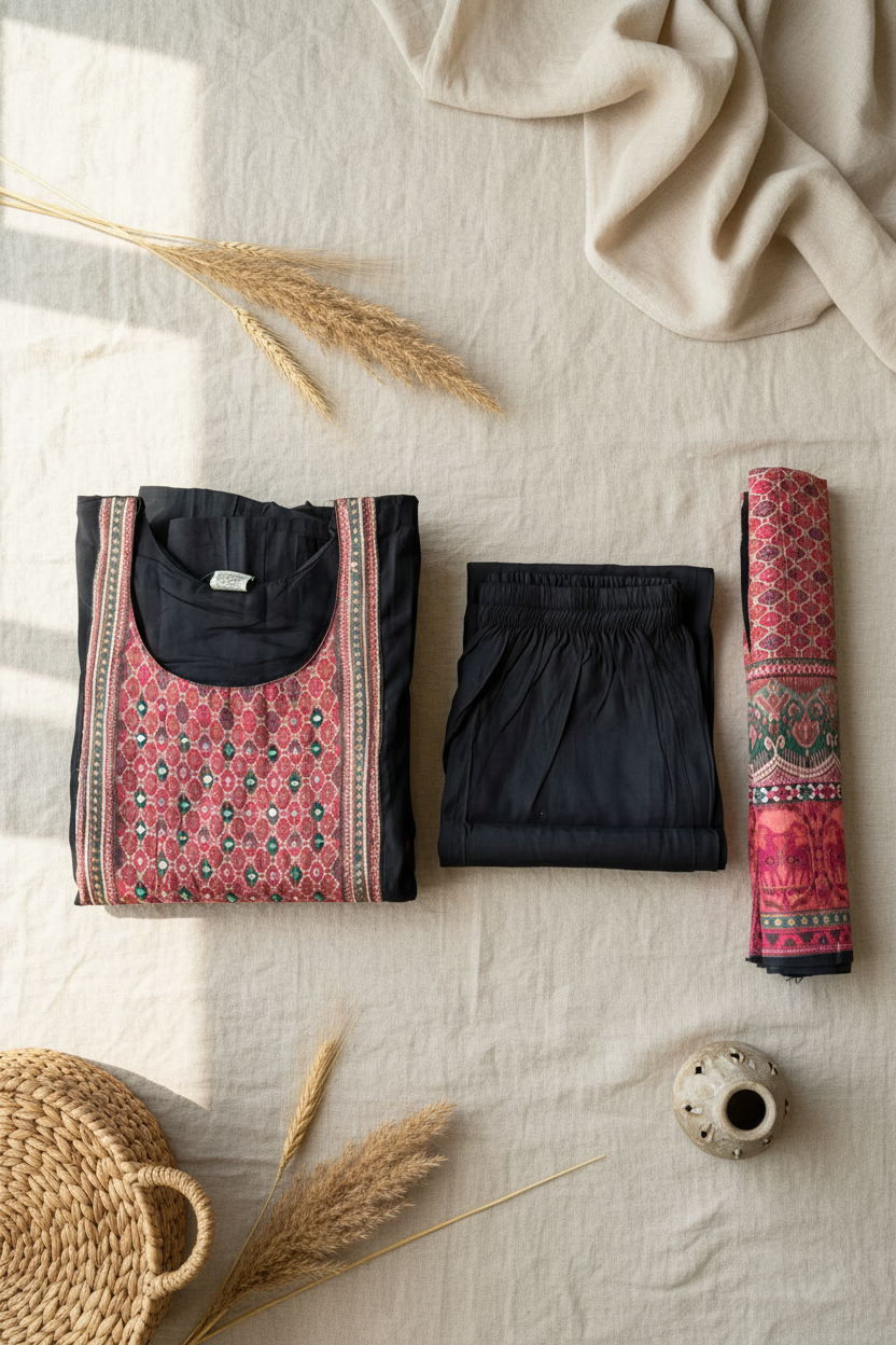 Black Woven Flared