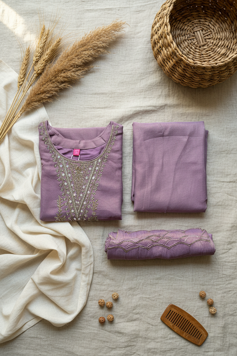Mauve Shimmer Kurta Set