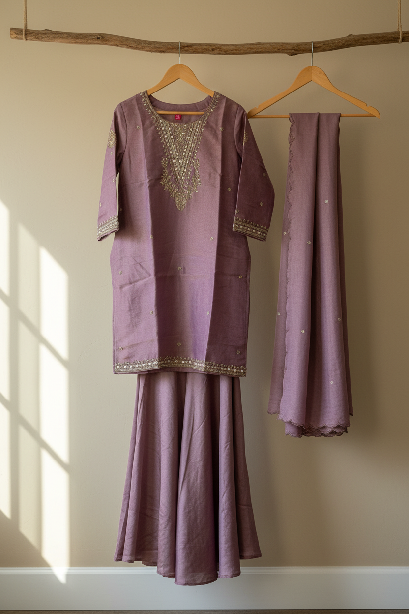 Mauve Shimmer Kurta Set