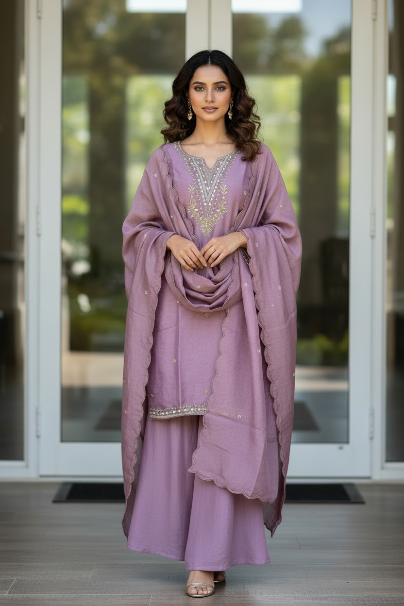 Mauve Shimmer Kurta Set