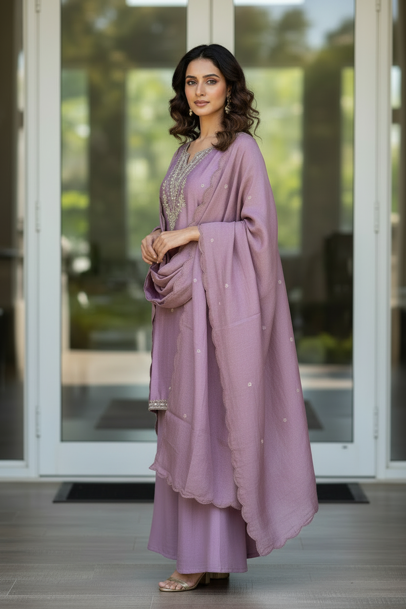 Mauve Shimmer Kurta Set