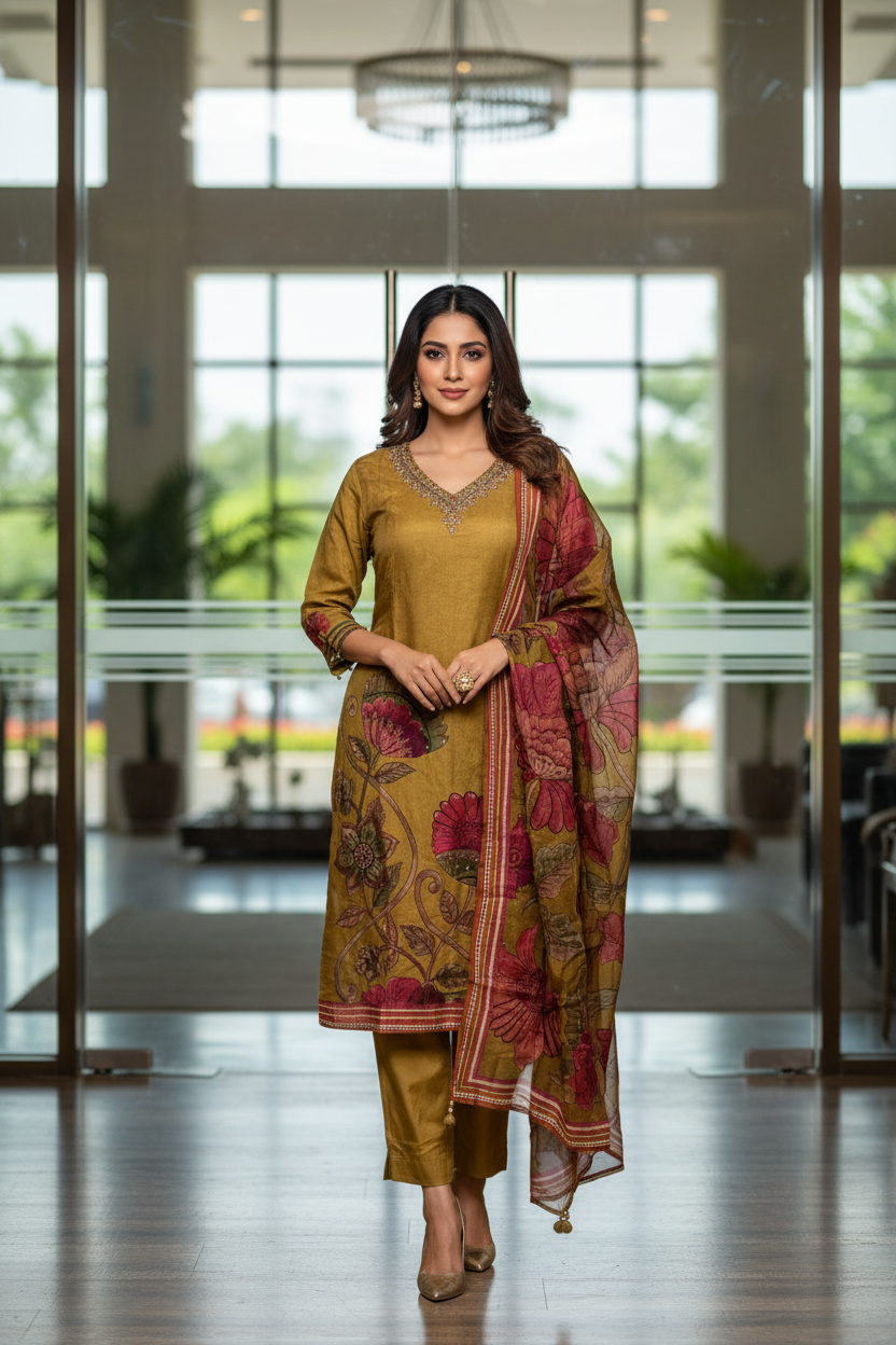 Mustard Floral Straight