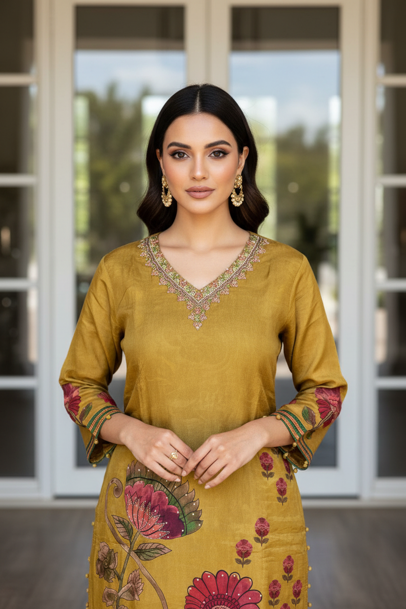 Mustard Floral Straight