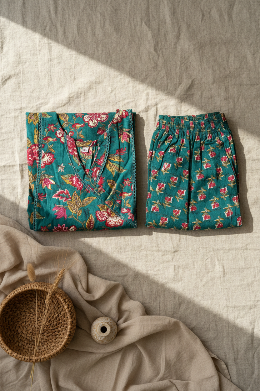 Teal Floral Straight