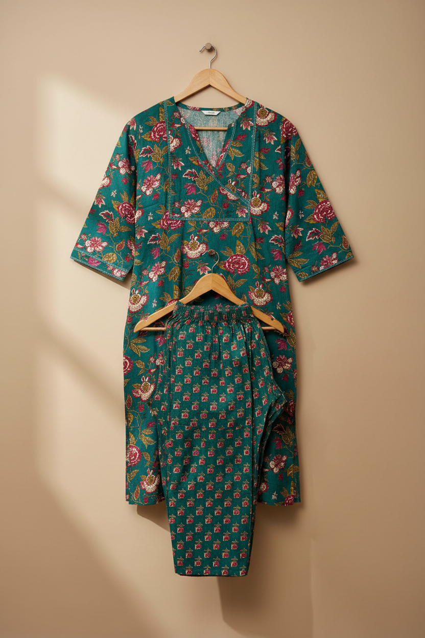 Teal Floral Straight