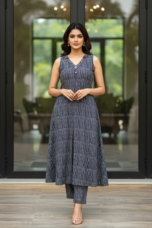 Blue Mirror Kurta Set