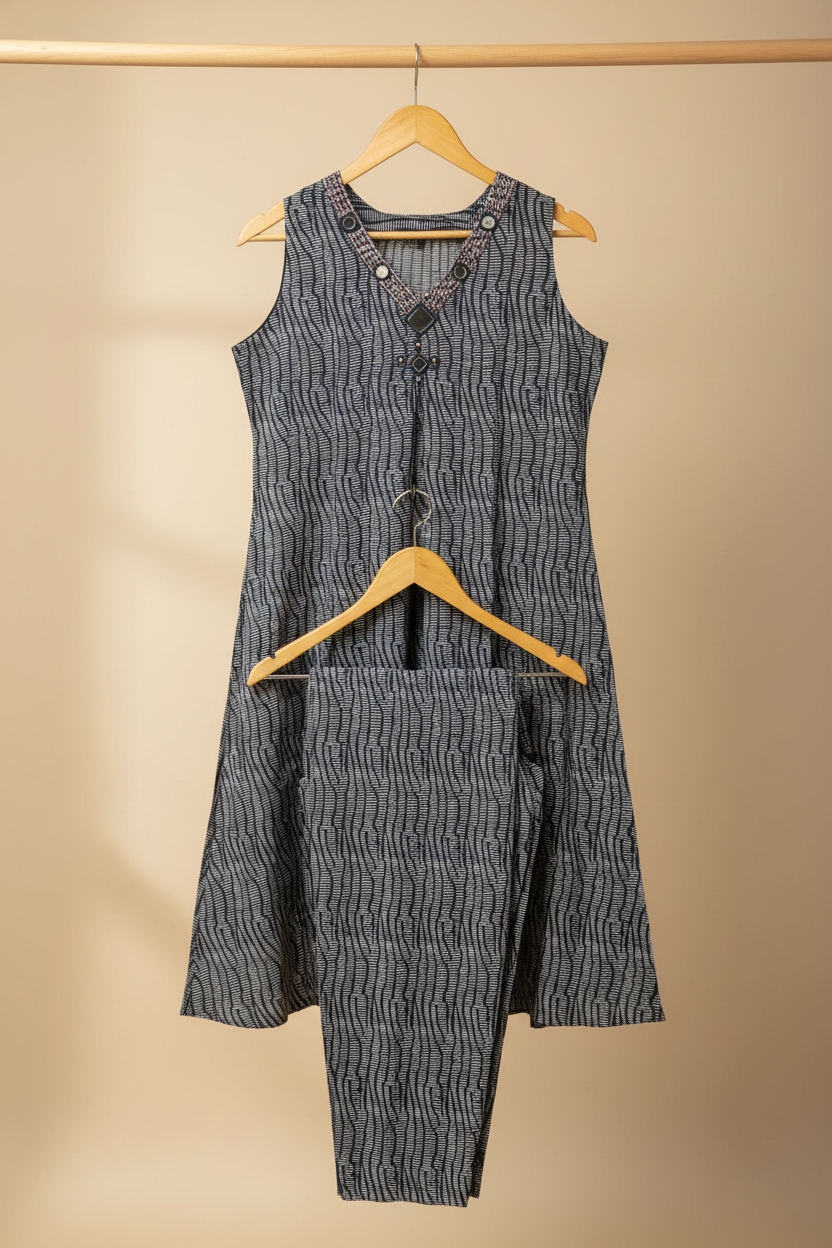 Blue Mirror Kurta Set