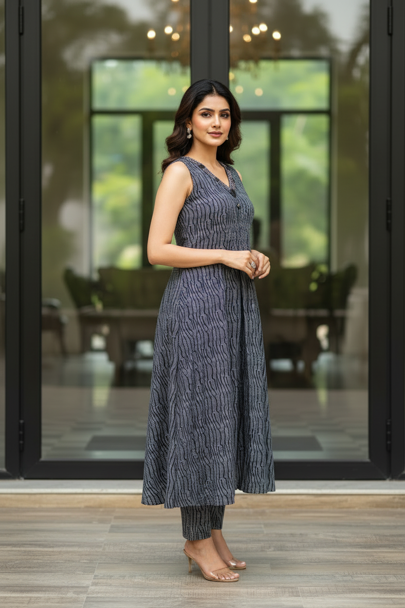 Blue Mirror Kurta Set