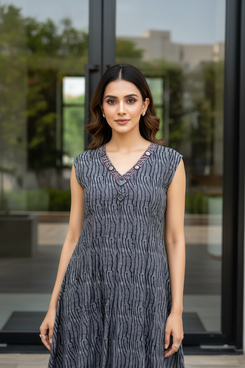 Blue Mirror Kurta Set