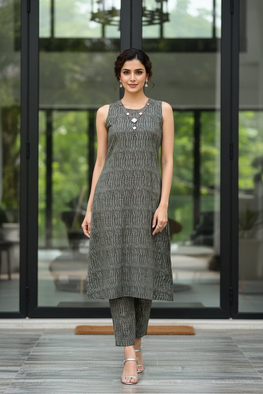 Green Mirror Kurta Set