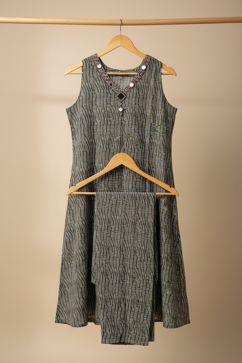 Green Mirror Kurta Set