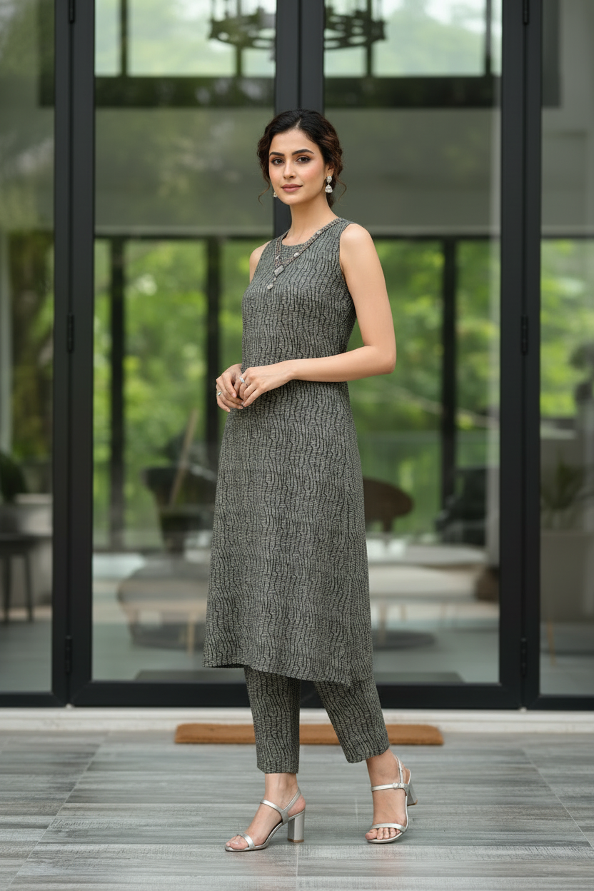 Green Mirror Kurta Set