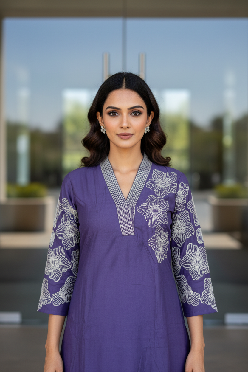 Purple Floral Straight