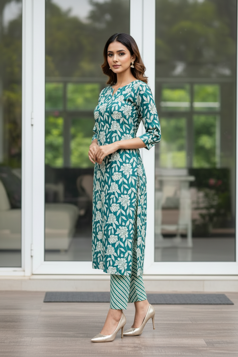 Teal Floral Poise