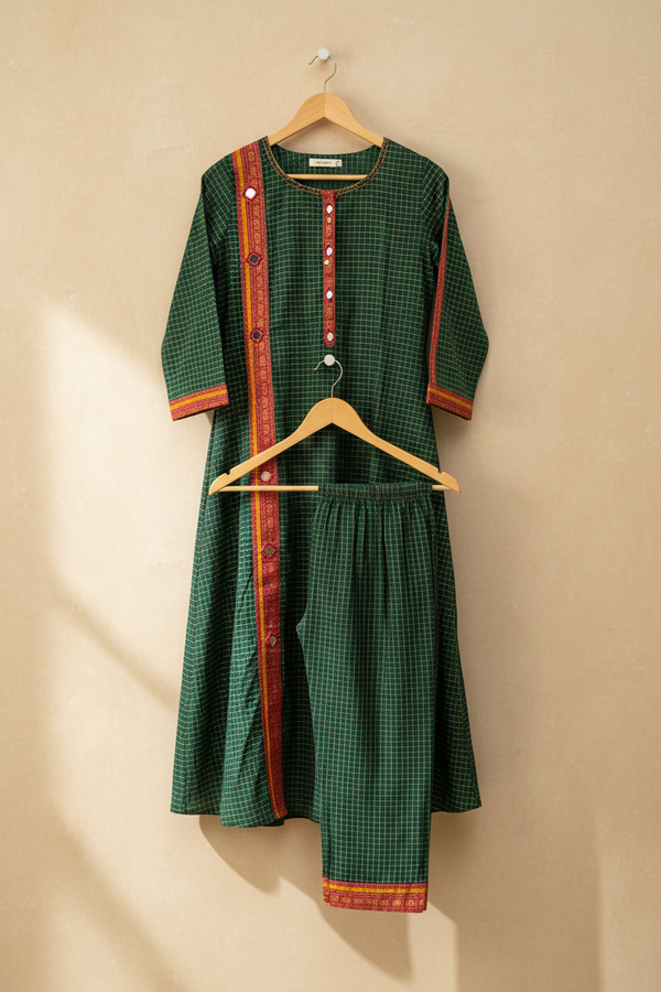 Green Mirror Kurta Set