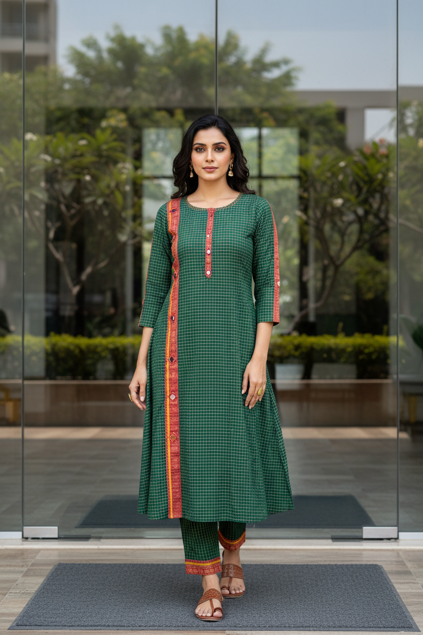 Green Mirror Kurta Set