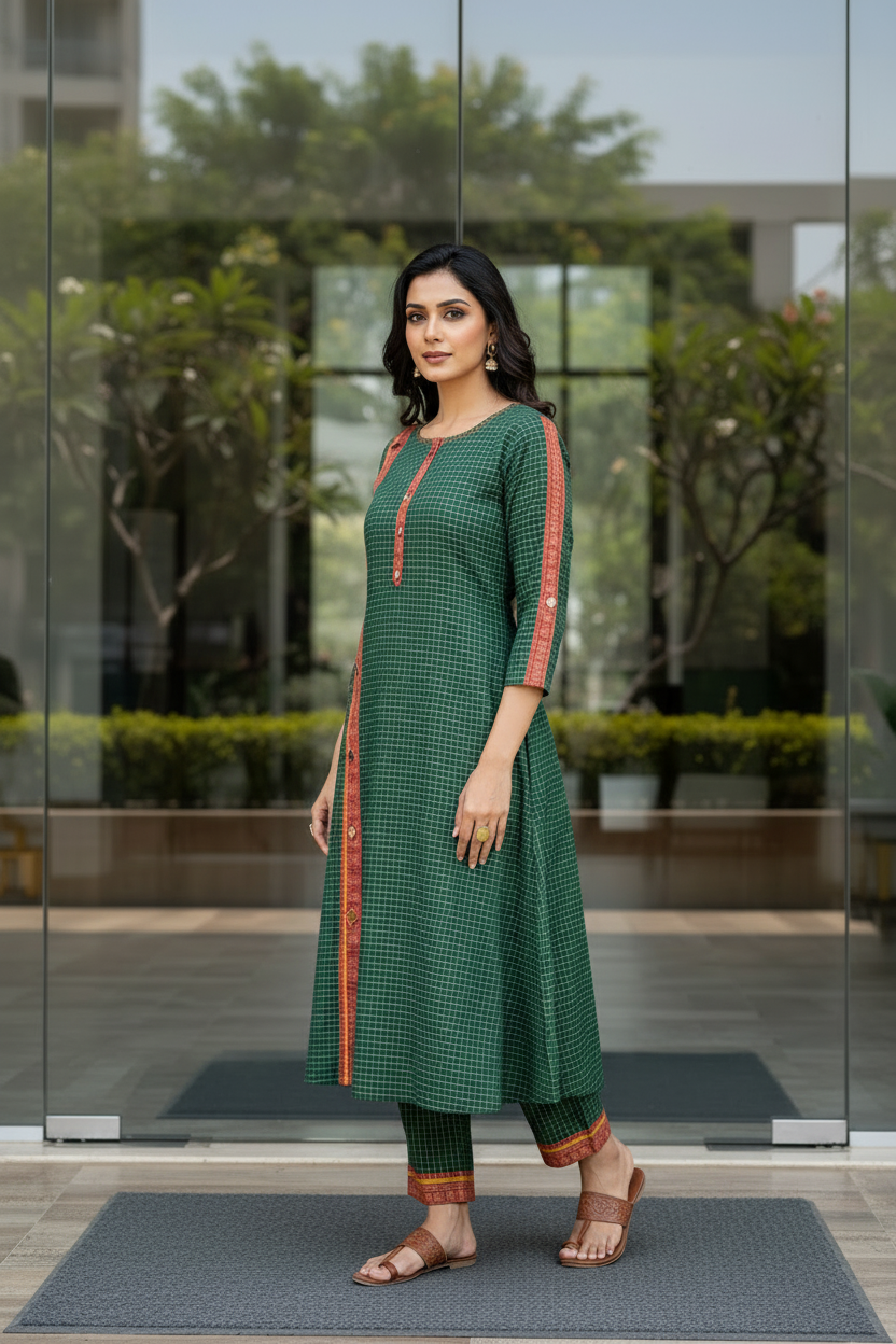 Green Mirror Kurta Set