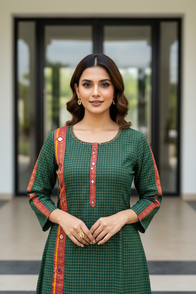 Green Mirror Kurta Set