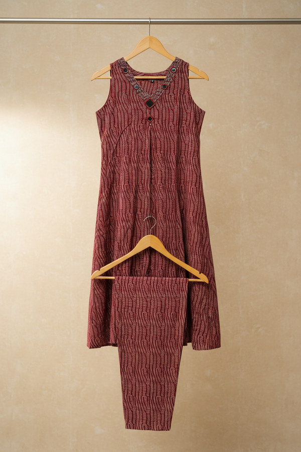 Red Aline Kurta Set