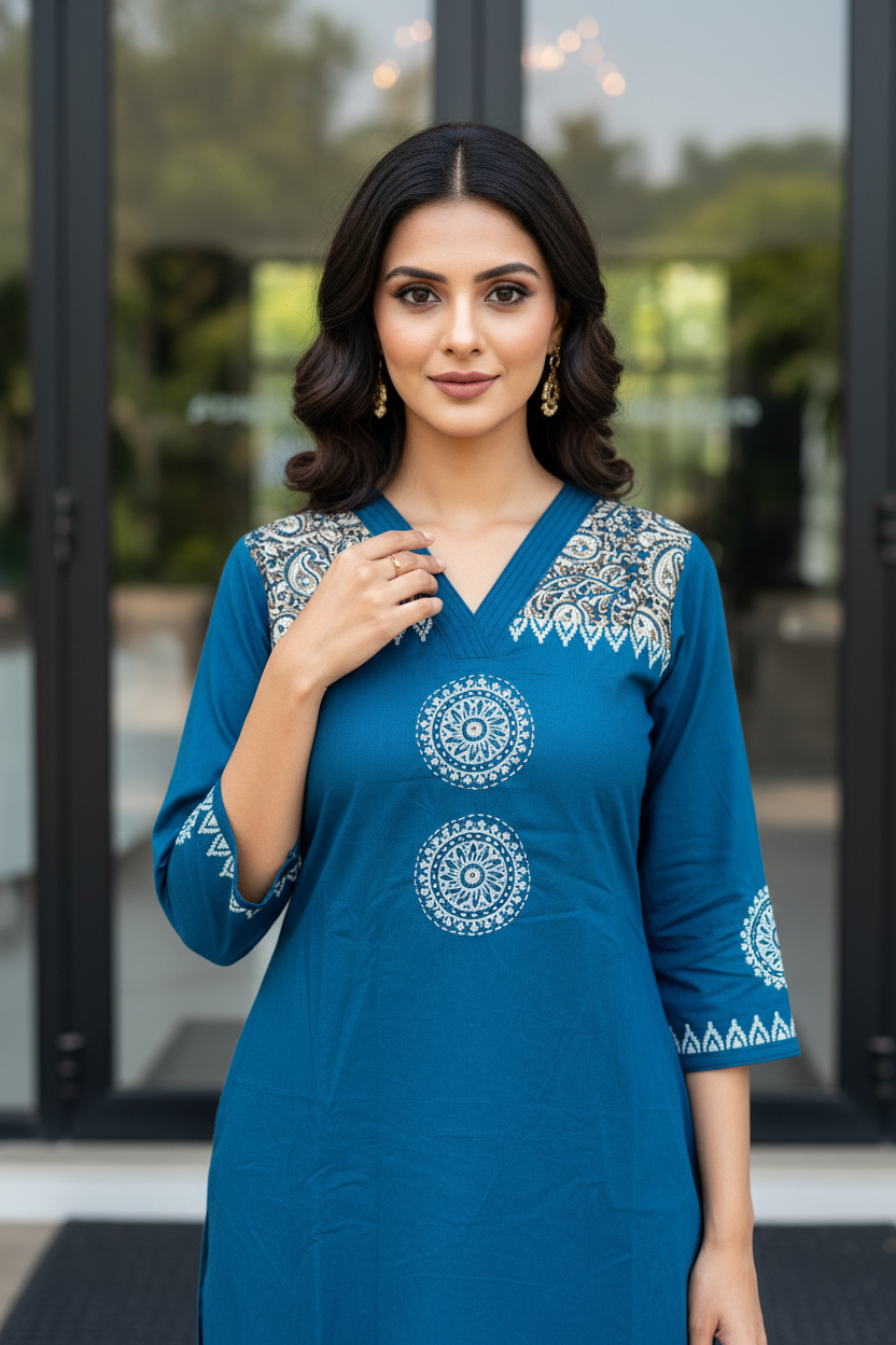 Block Aline Kurta Set