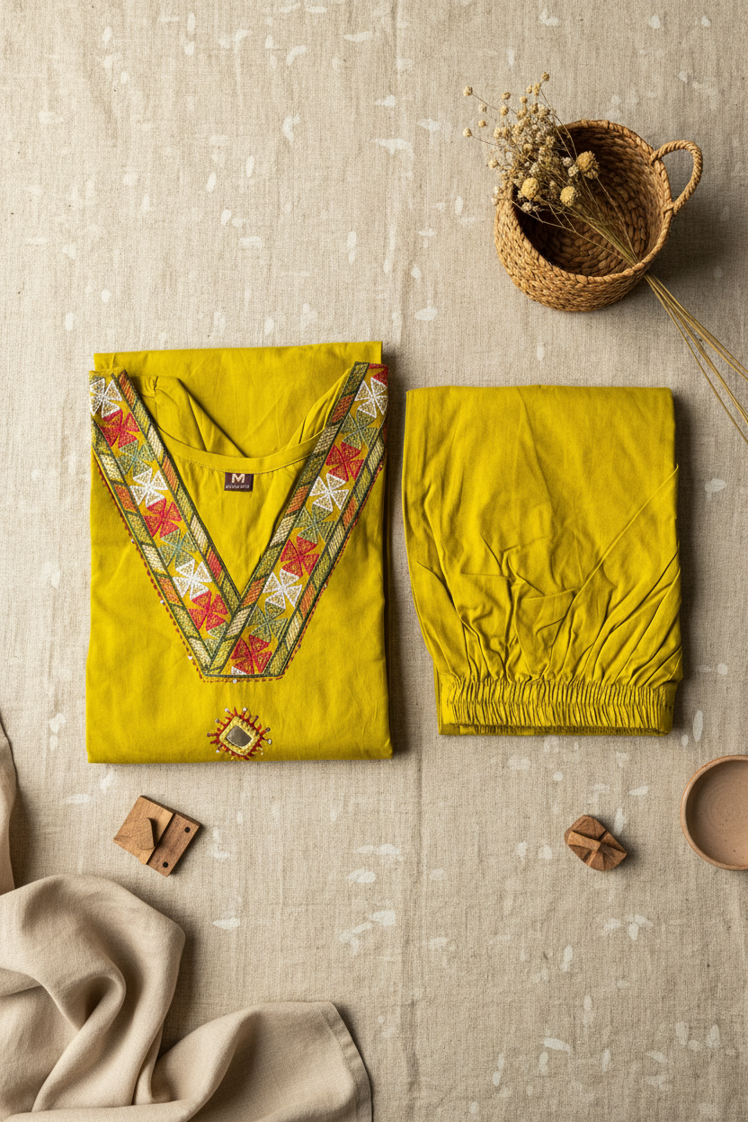 Mustard Aline Kurta Set