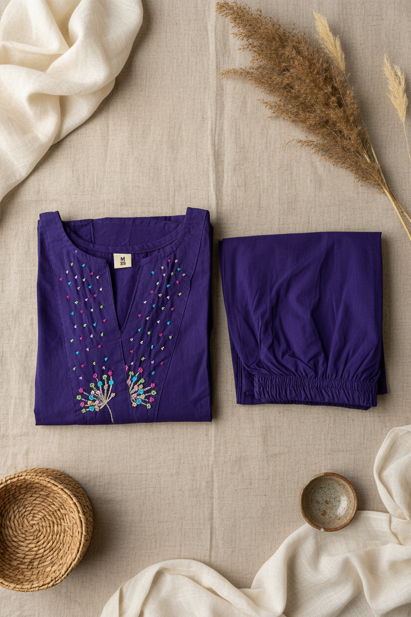 Purple Bead Kurta Set