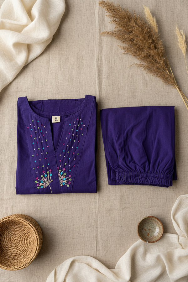 Purple Bead Kurta Set