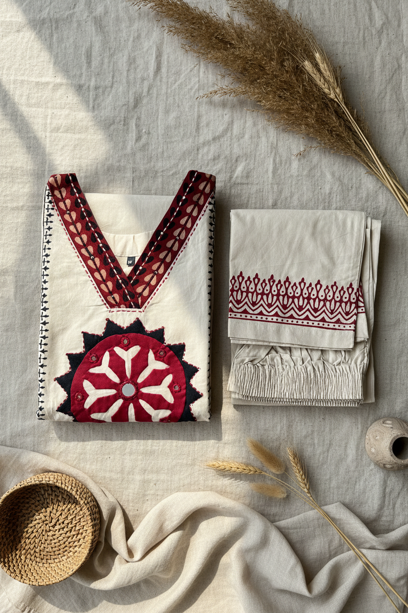 Ivory Applique Kurta Set