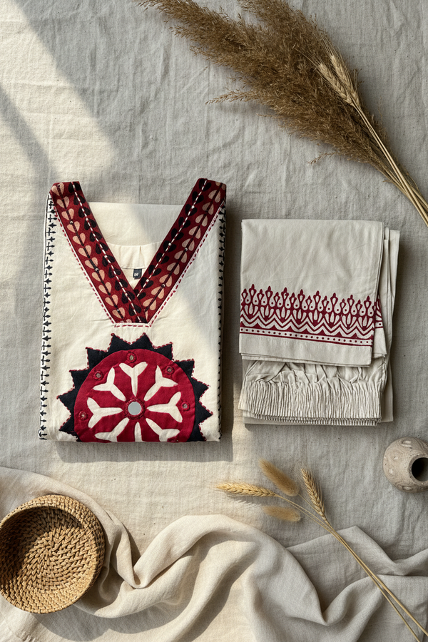 Ivory Applique Kurta Set