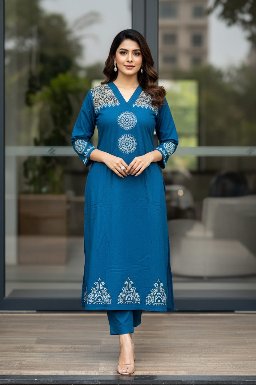 Block Aline Kurta Set