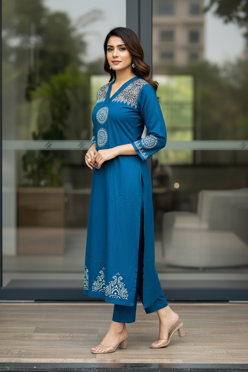 Block Aline Kurta Set
