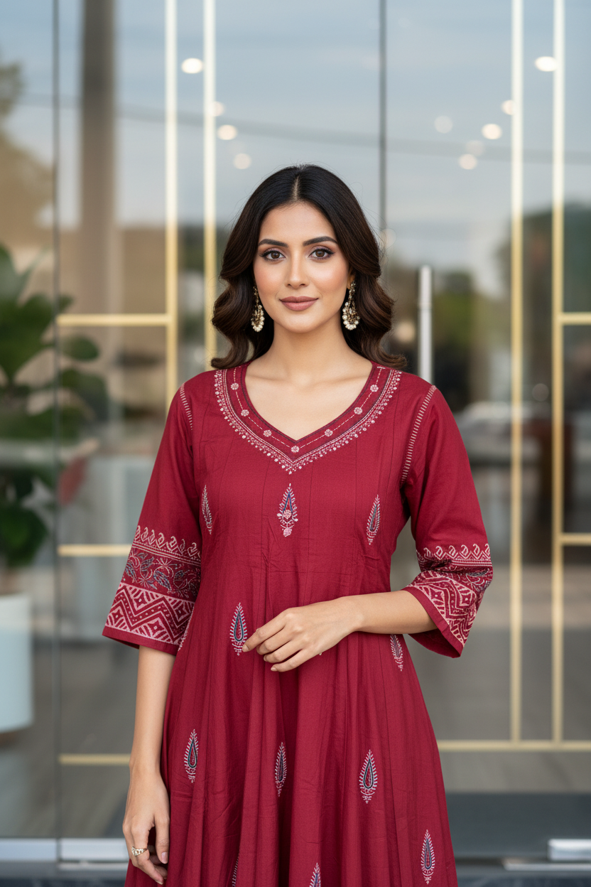 Maroon Flare Kurta Set
