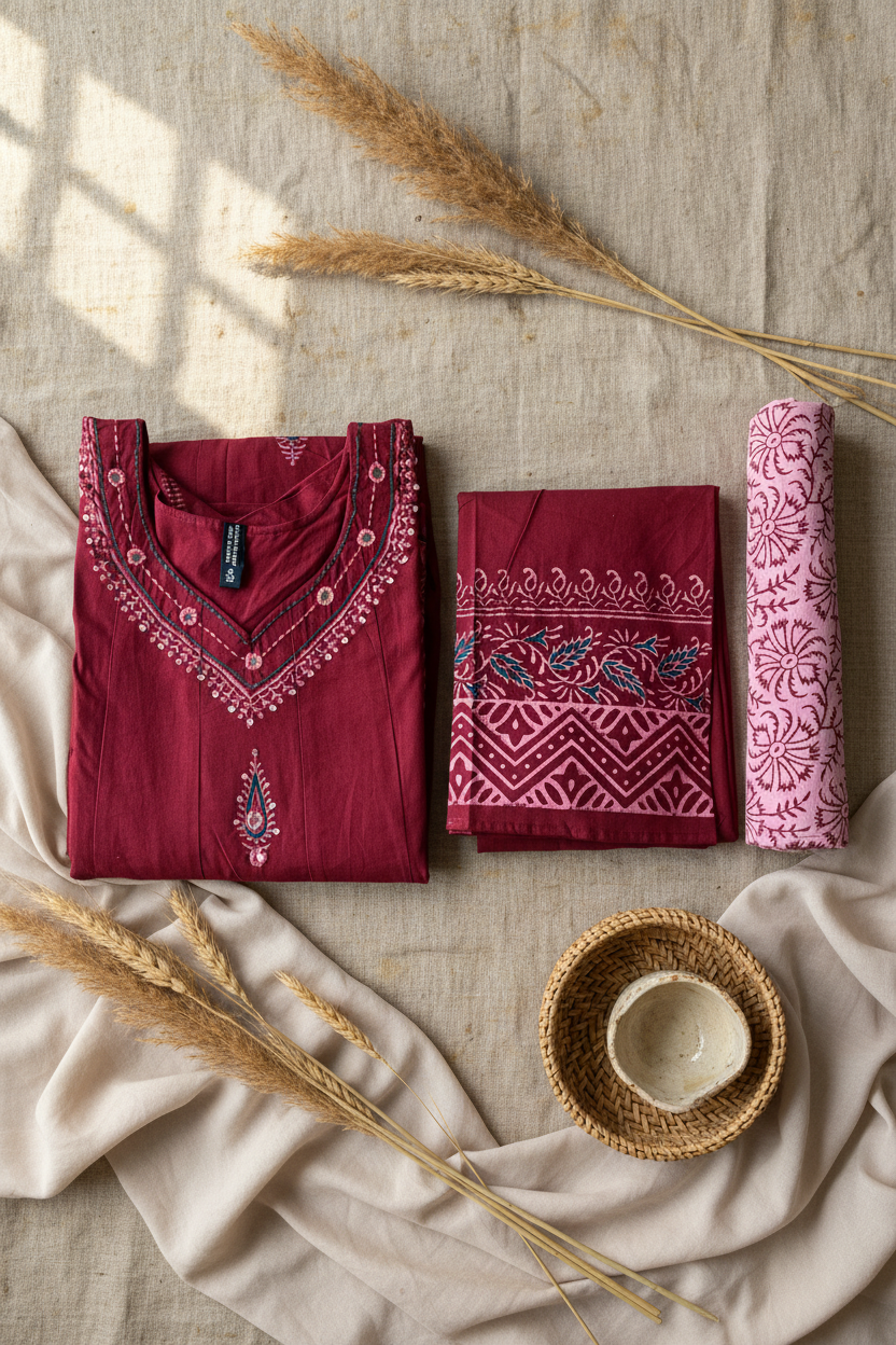 Maroon Flare Kurta Set