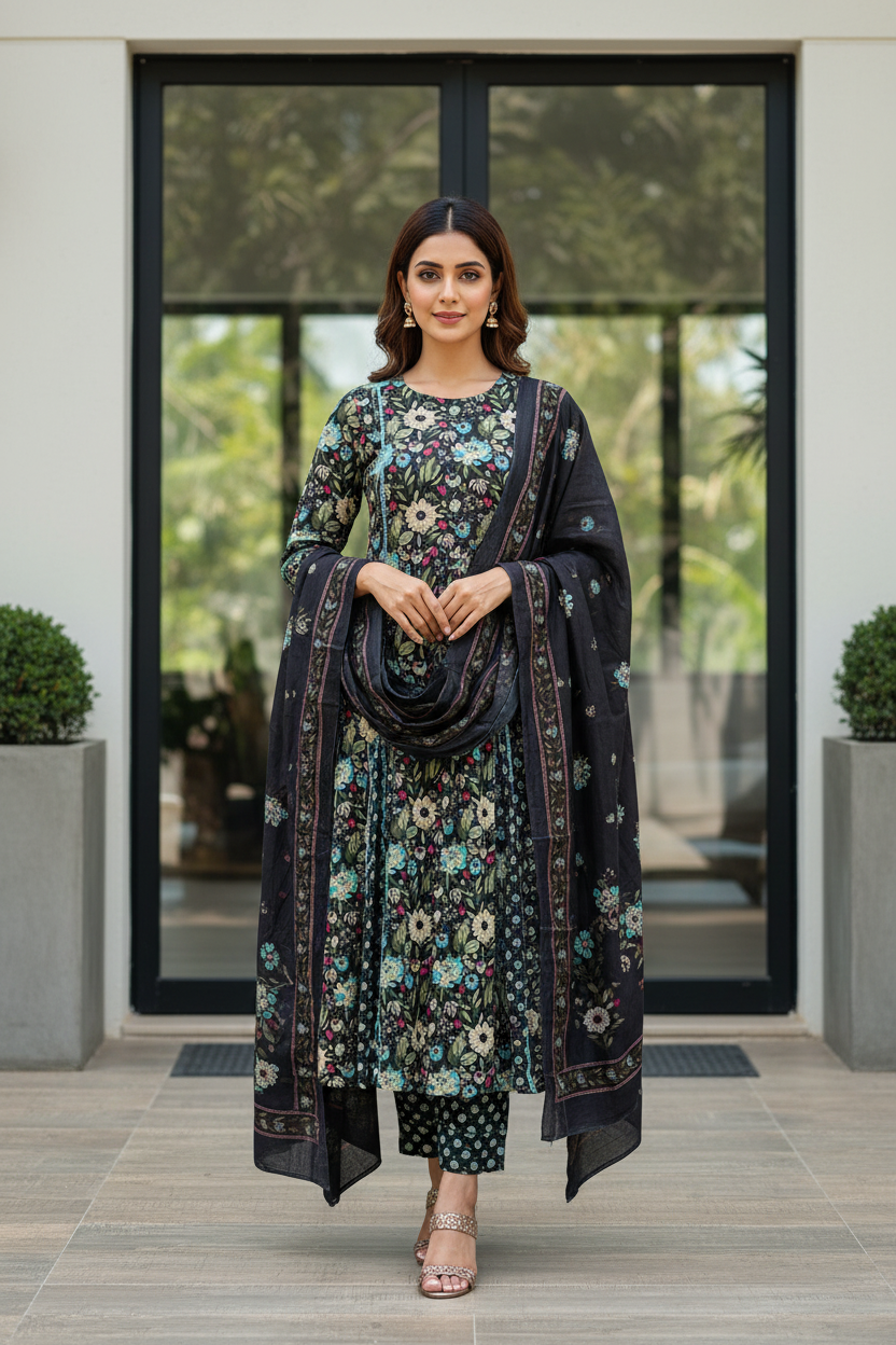 Floral Flared Kurta Set