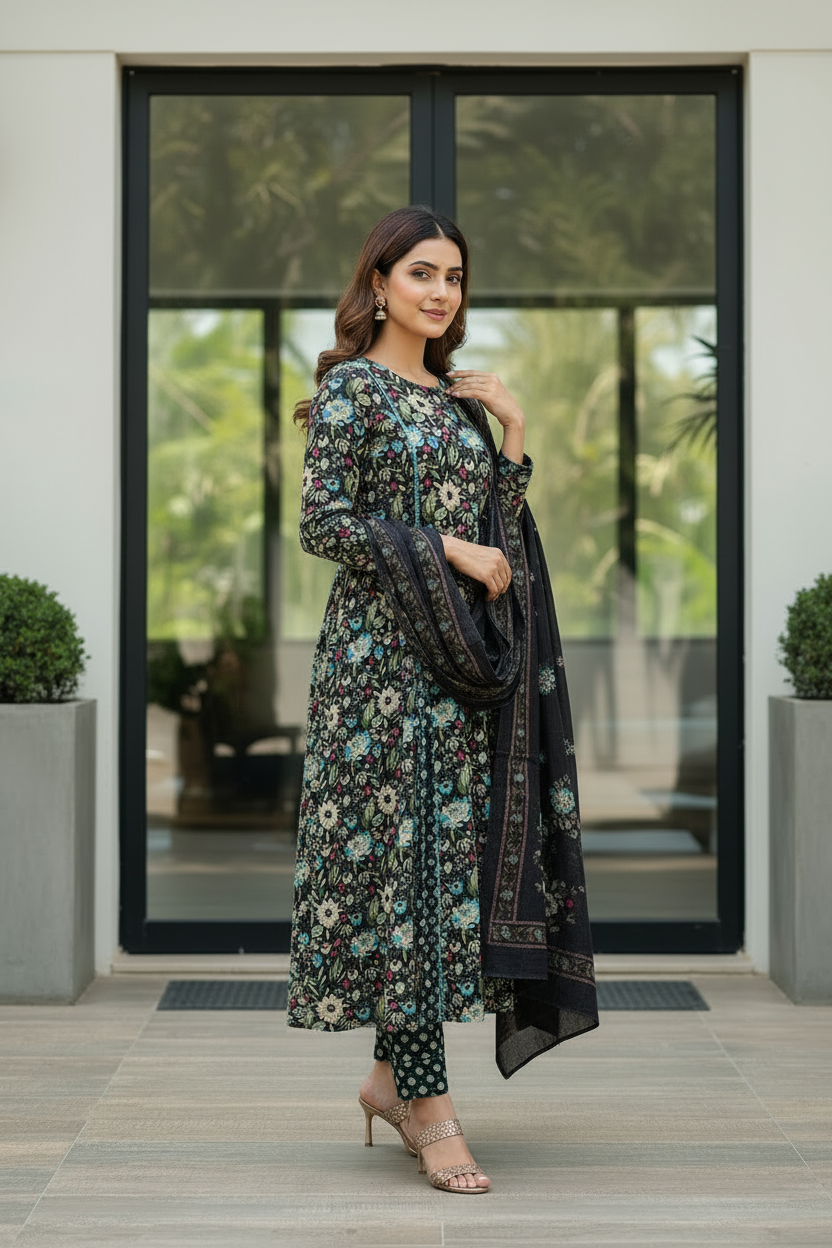 Floral Flared Kurta Set