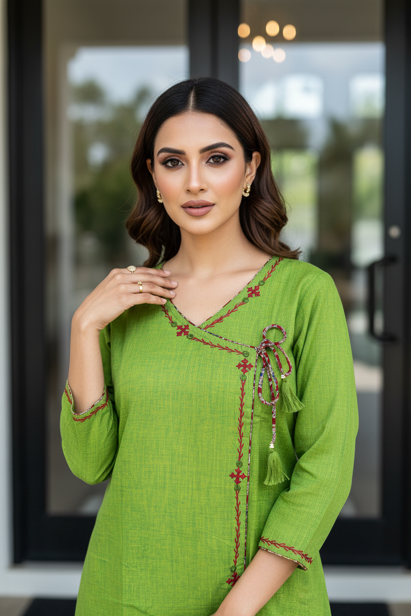 Parrot Angrakha Kurta Set