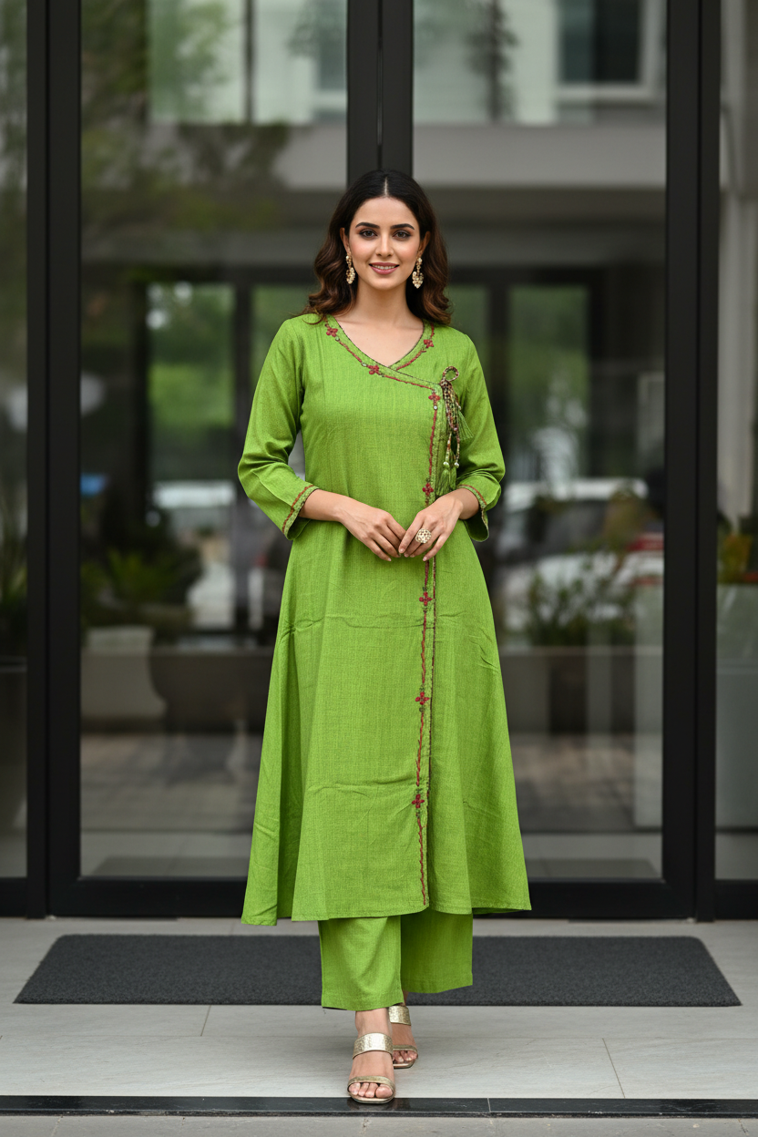 Parrot Angrakha Kurta Set