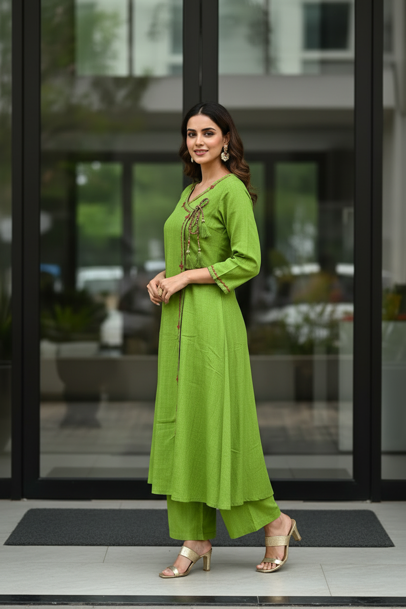 Parrot Angrakha Kurta Set