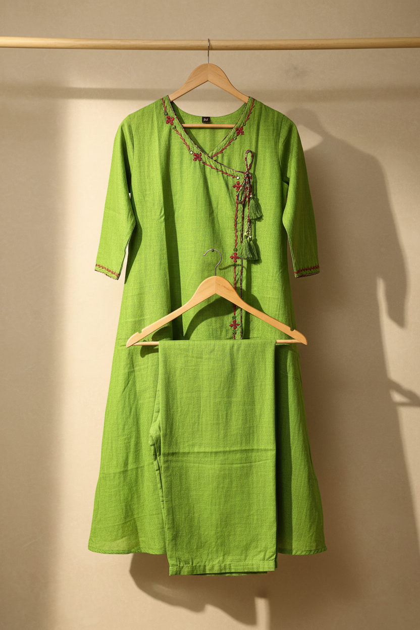 Parrot Angrakha Kurta Set