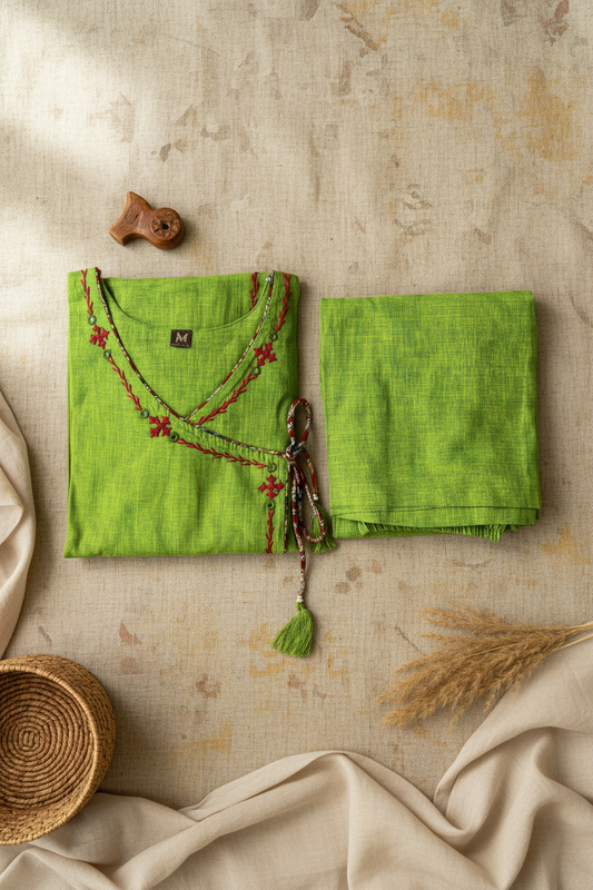 Parrot Angrakha Kurta Set