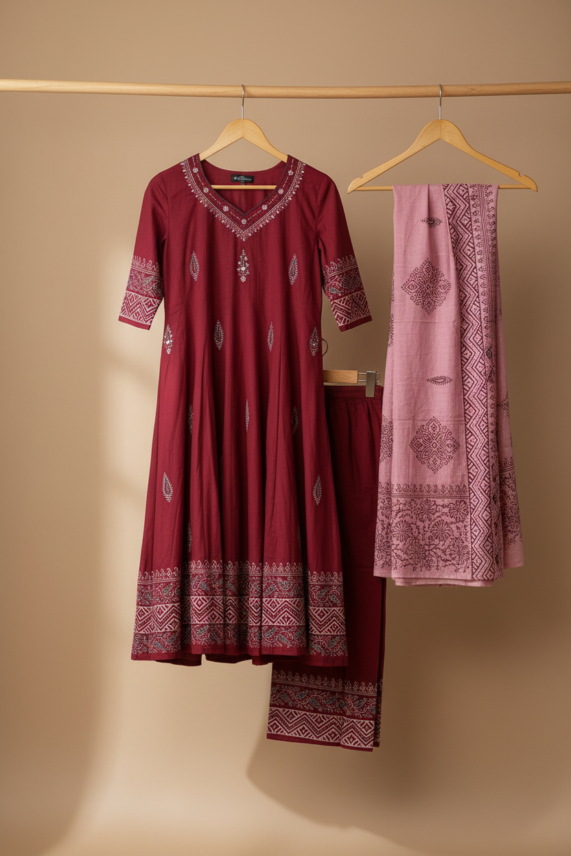 Maroon Flare Kurta Set