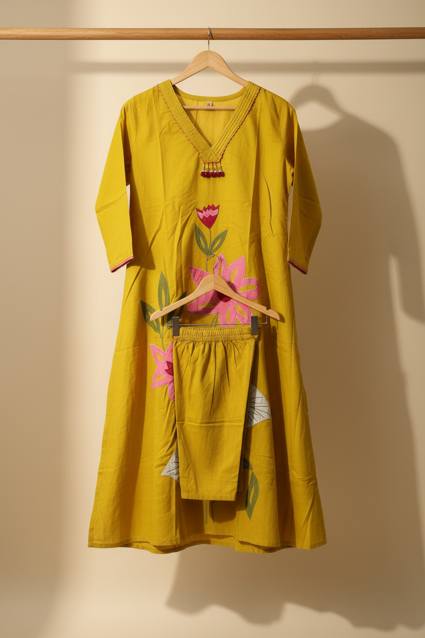 Mustard Aline Kurta Set
