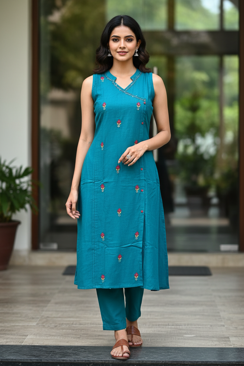 Teal Aline Kurta Set