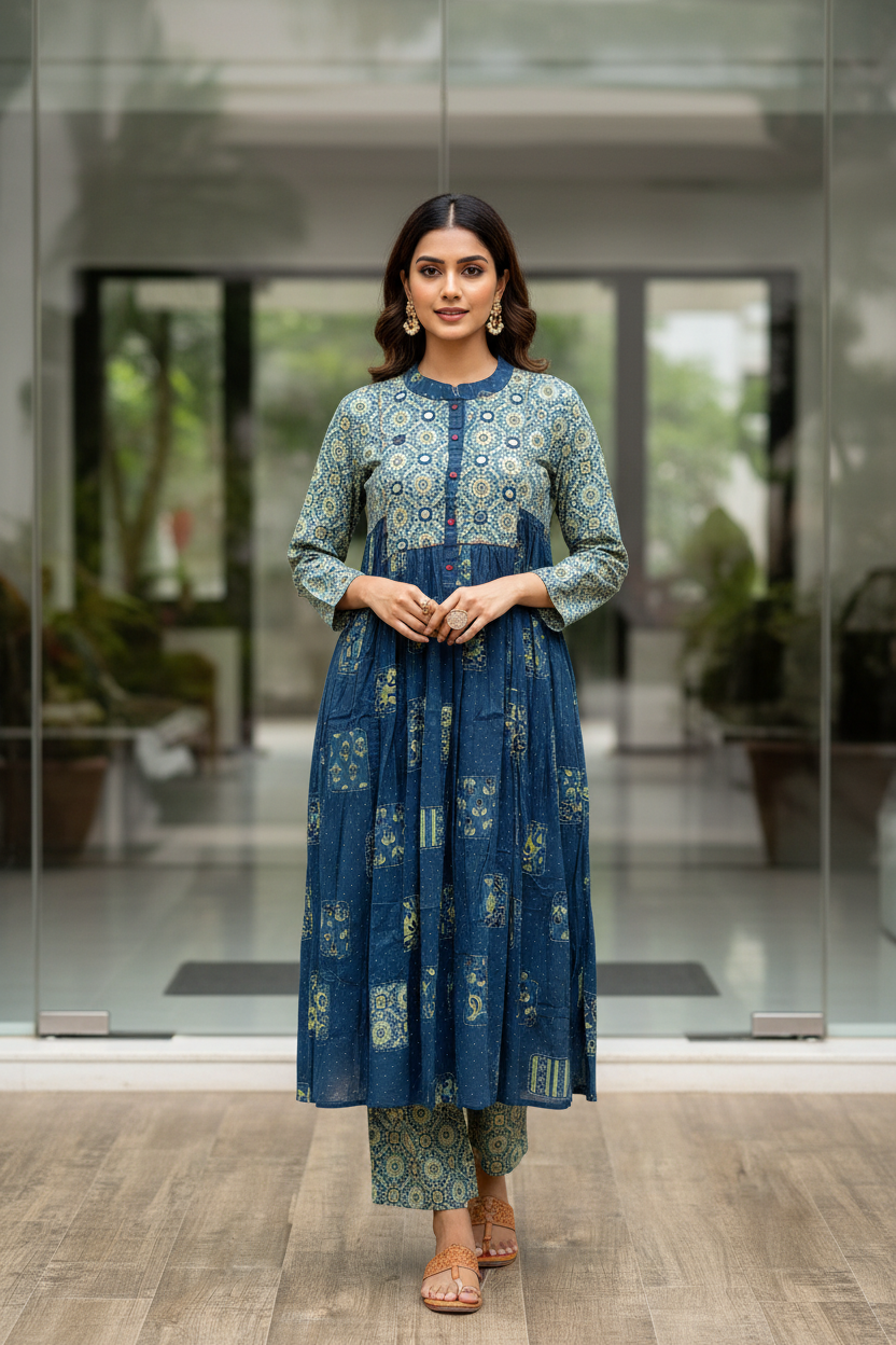 Indigo Flare Kurta Set