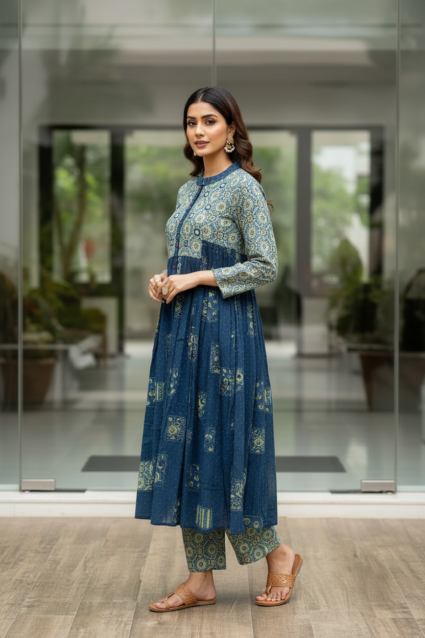 Indigo Flare Kurta Set